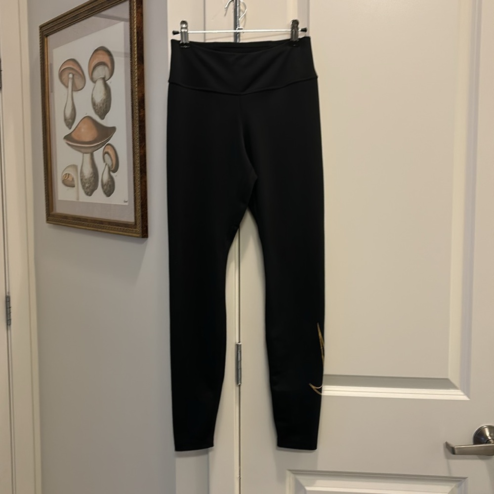 Nike black leggings gold glitter just do it 7/8 length - Picture 2 of 7